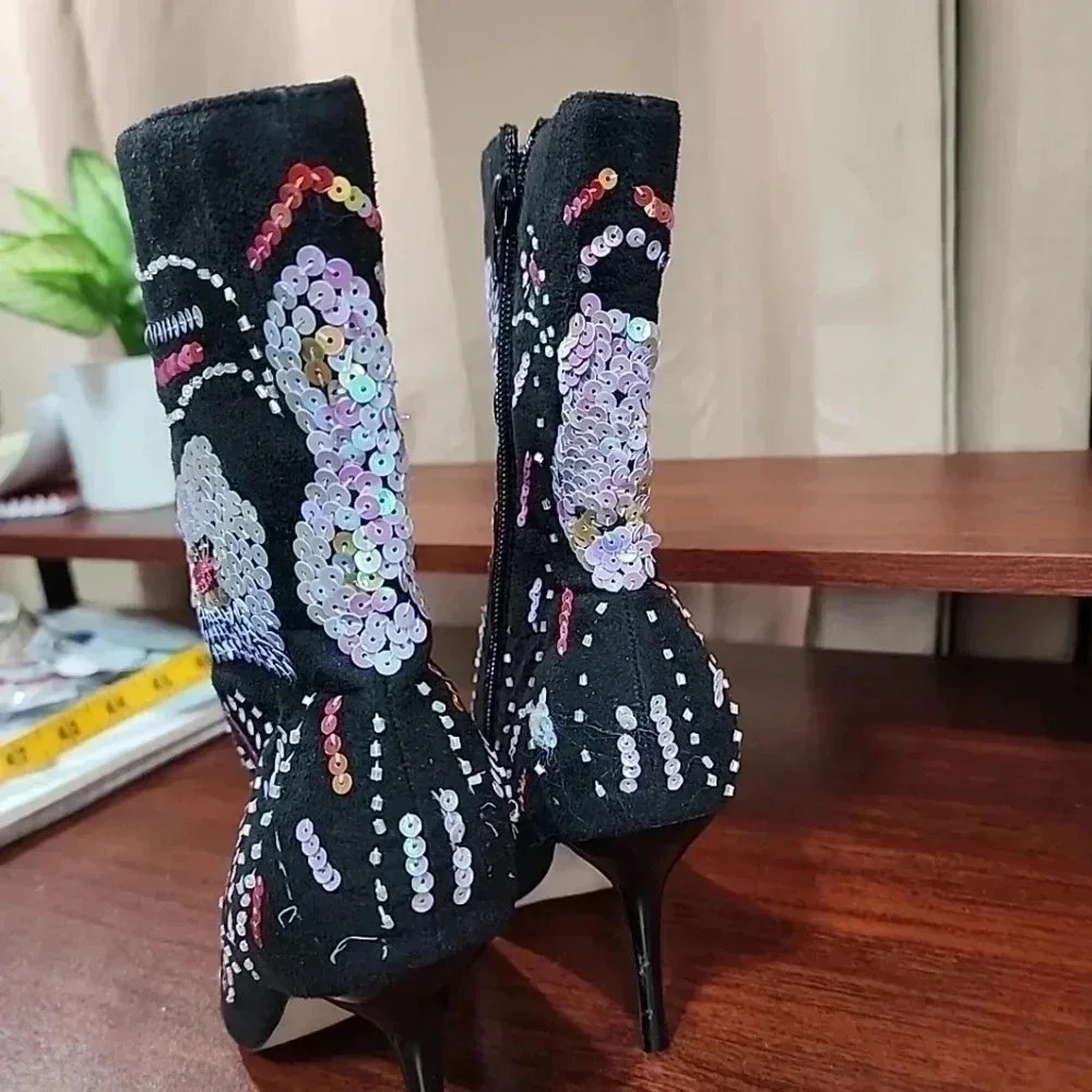 Sequin Pointed toed ankle boots size 7 - Picture 13 of 14